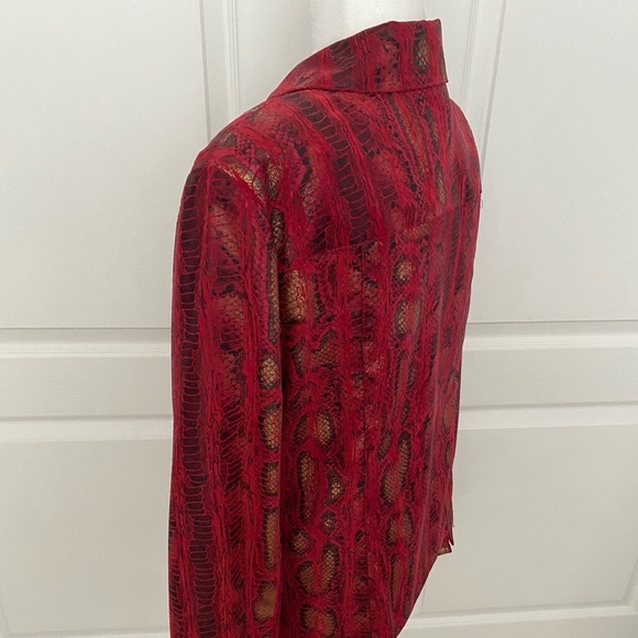 SPRING SALE--Linear Red & Gold Metallic Lightweight Jacket - Picture 6 of 10